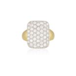 A DIAMOND DRESS RING The bombé plaque pavé-set with brilliant-cut diamonds throughout, to a plain