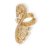 A DIAMOND BROOCH, CIRCA 1960 The stylised openwork spray with lace detail, embellished with