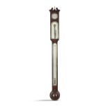 A 19TH CENTURY MAHOGANY CASED STICK BAROMETER, by Dolland of London, c.1800, with hydrometer