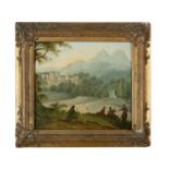 19TH CENTURY SCHOOL Idyllic pastoral landscapes with figures and buildings Oil on board, each 16 x