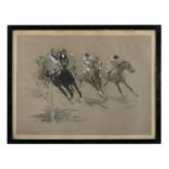 ***ADDITIONAL LOT*** LOUIS FERDINAND MALESPINA (FRENCH 1874 - 1940) The Horse race Charcoal, 45 x