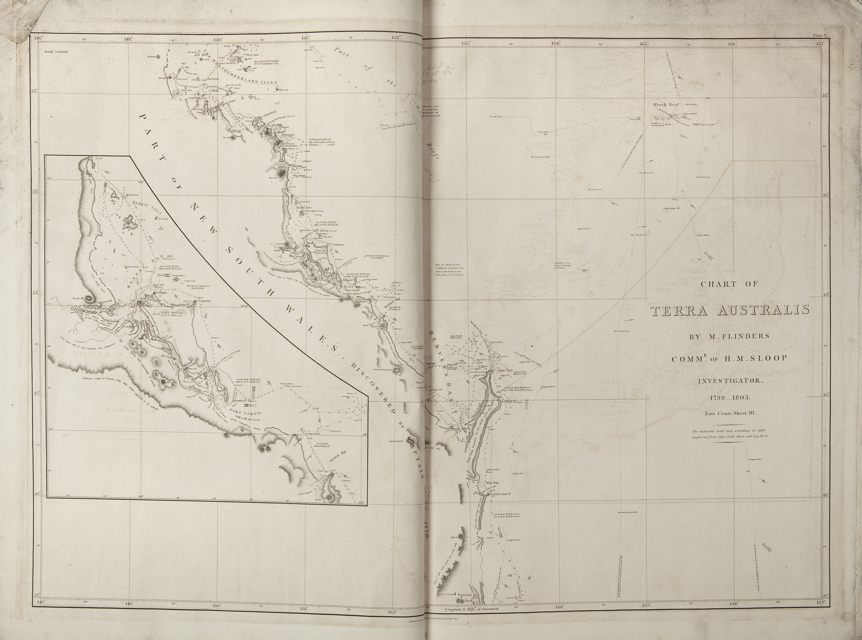 MATTHEW FLINDERS (BRITISH 1774 - 1814) A Voyage to Terra Australis, showing the parts explored - Image 4 of 19