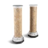 A PAIR OF ITALIAN SIENNA MARBLE SCULPTURE PEDESTALS, early 19th century, of solid cylindrical