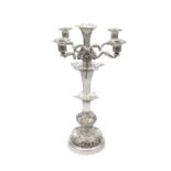 AN IMPORTANT IRISH WILLIAM IV SILVER FOUR LIGHT TABLE CENTREPIECE, by James Fray, Dublin 1834, the