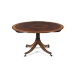 A GEORGE IV INLAID MAHOGANY CIRCULAR BREAKFAST TABLE, the top banded in satinwood, raised on a