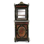 A FINE PAIR OF FRENCH BOULLE WORK AND MARBLE TOP SIDE CABINETS, mid 19th century, each of