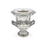 AN IRISH WILLIAM IV SILVER WINE COOLER, by R. Smith, Dublin 1835, the panelled urn shaped body