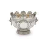 A LARGE IRISH VICTORIAN SILVER CIRCULAR MONTEITH PUNCH BOWL, by John Smith, Dublin 1891, the wavy
