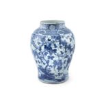 A LARGE CHINESE BLUE AND WHITE PORCELAIN 'SQUIRREL AND GRAPES' BALUSTER VASE, Qianlong Period (