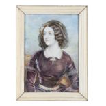 JOSEPH KARL STIELER (AUSTRIAN 1842 - 1885) Portrait miniature of Lola Montez Oil on porcelain panel,