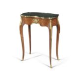 A FRENCH 19TH CENTURY KINGWOOD MARQUETRY SHAPED OCCASIONAL TABLE, with single frieze drawer and