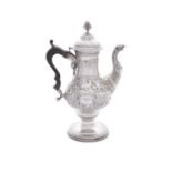 AN IRISH PROVONCIAL SILVER COFFEE POT, Cork c.1800, maker's mark of John Nicholson and stamped '