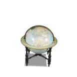 A VICTORIAN 18 TERRESTRIAL GLOBE by W & A. K Johnson, on turned wooden stand. 71cm high