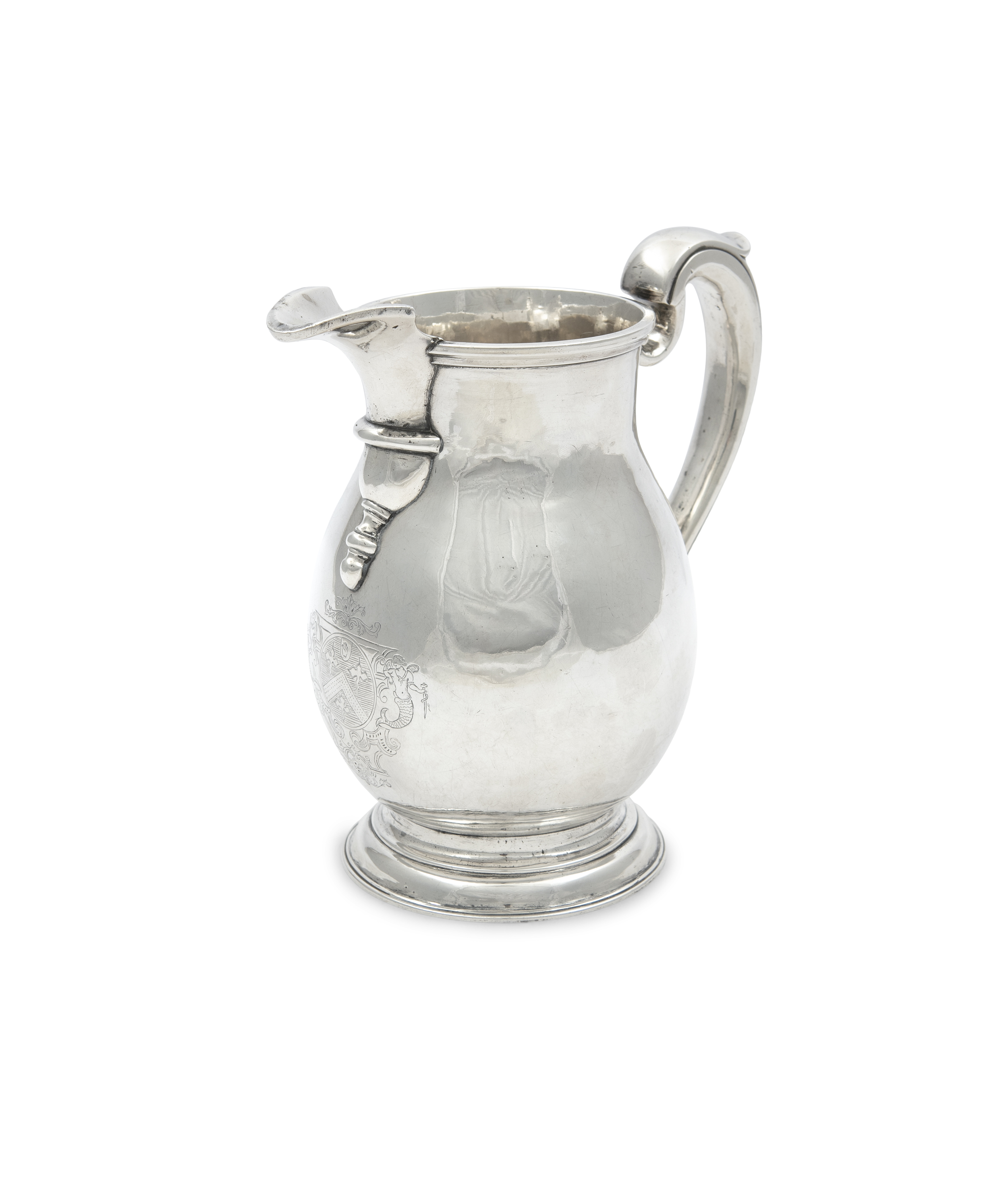 A RARE IRISH GEORGE I BEER JUG, by Alexander Sinclair, Dublin 1715, of baluster form, the plain body