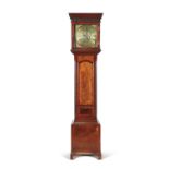A GEORGE III INLAID MAHOGANY LONGCASE CLOCK, the hood with flat moulded cornice and blind fret