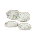 A SUITE OF FOUR CHINESE EXPORT PORCELAIN OVAL DISHES decorated with a boy on a buffalo, 18th Century