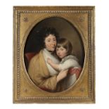 ENGLISH SCHOOL (c.1790) A Mother and child, Half Length Oval, oil on canvas, 74 x 61cm In a