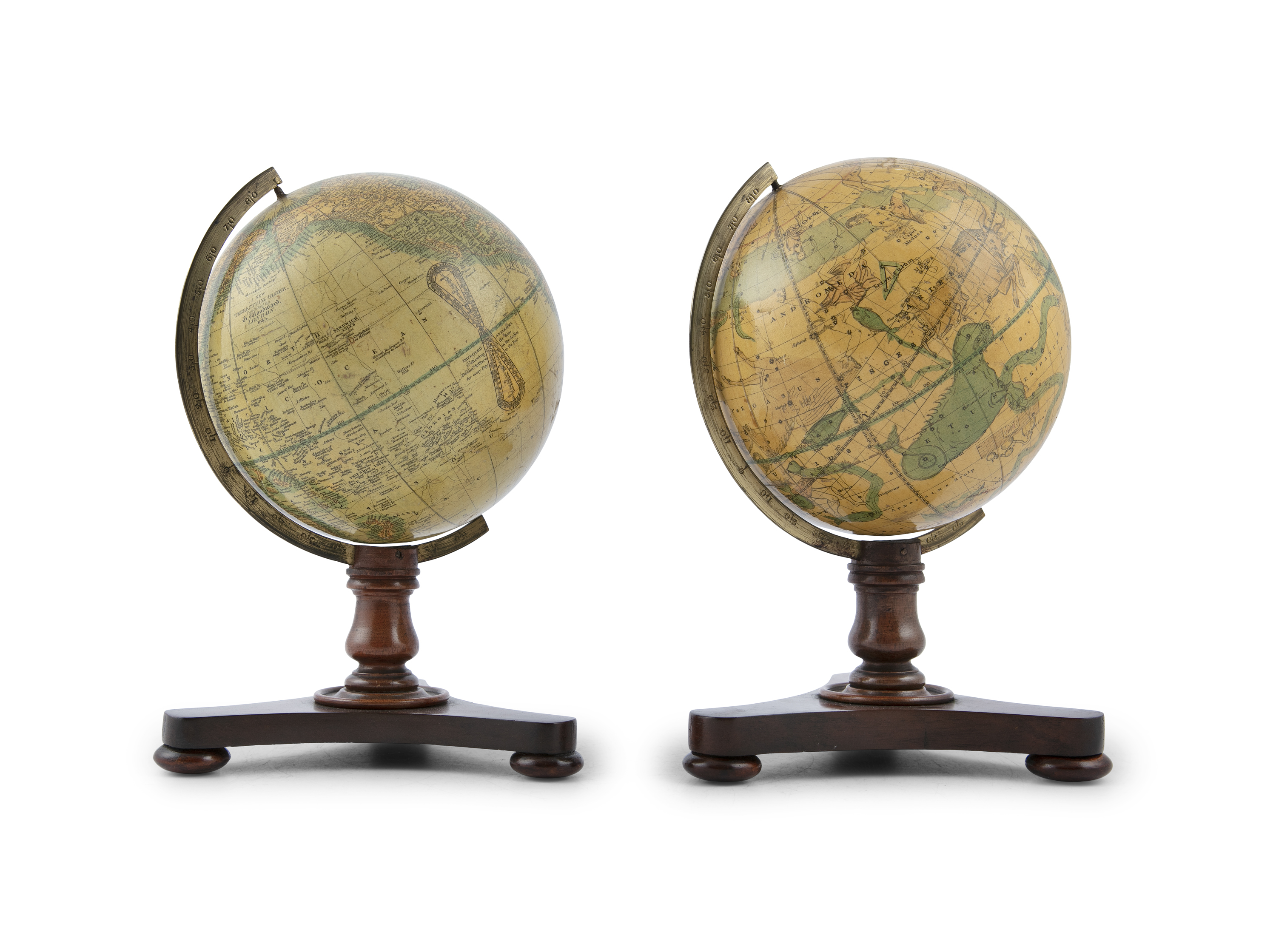 ***WITHDRAWN*** A PAIR OF 19TH CENTURY TABLE GLOBES - 'A New Terrestrial Globe, published by G.