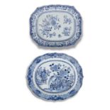 A LARGE CHINESE BLUE AND WHITE NANKING MEAT DISH, 18th century, of oval form, painted with