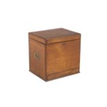 A 19TH CENTURY OAK SPECIMEN CABINET, of compact rectangular form, with hinged top and fall front