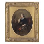 VICTORIAN SCHOOL Portrait of Theresa Fitzgerald Oil on canvas, oval, 41 x 31cm