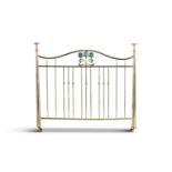 AN ART NOUVEAU STYLE BRASS DOUBLE BEDSTEAD, the waved square sectioned brass frame with saucer