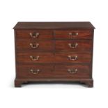 A GEORGE III MAHOGANY CHEST OF DRAWERS, of rectangular form with plain, moulded top above four short