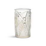 A FRENCH LALIQUE OPALESCENT LAURIER VASE, c.1922, of cylindrical form moulded with a continuous band