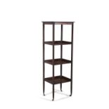A REGENCY MAHOGANY RECTANGULAR FOUR TIER DUMB WAITER, with slender spiral turned and tapering