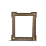 AN ENGLISH 18TH CENTURY 'KIT KAT' FRAME, with outset corners, set with gilt rosettes