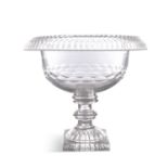 AN IRISH CUT GLASS TURN OVER TOP CIRCULAR FRUIT BOWL, Cork or Waterford, early 19th century with V