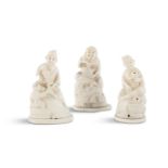 A COLLECTION OF THREE JAPANESE CARVED IVORY OKIMONOS, 19th century, each carved as male figures