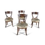 A SET OF FOUR DUTCH INLAID WALNUT AND MARQUETRY INLAID DINING CHAIRS, 19th century each with