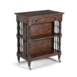 AN EARLY VICTORIAN MAHOGANY DOUBLE SIDED COMPACT BOOKCASE, of rectangular form, with plain moulded