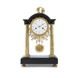 A FRENCH DIRECTOIRE MARBLE AND ORMOLU MOUNTED MANTLE CLOCK, c.1800, by Folin L'Aine, Paris, of