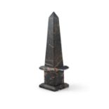 A GRAND TOUR VERDE ANTICO OBELISK, 19th century, the dark variegated stone rising to a pointed