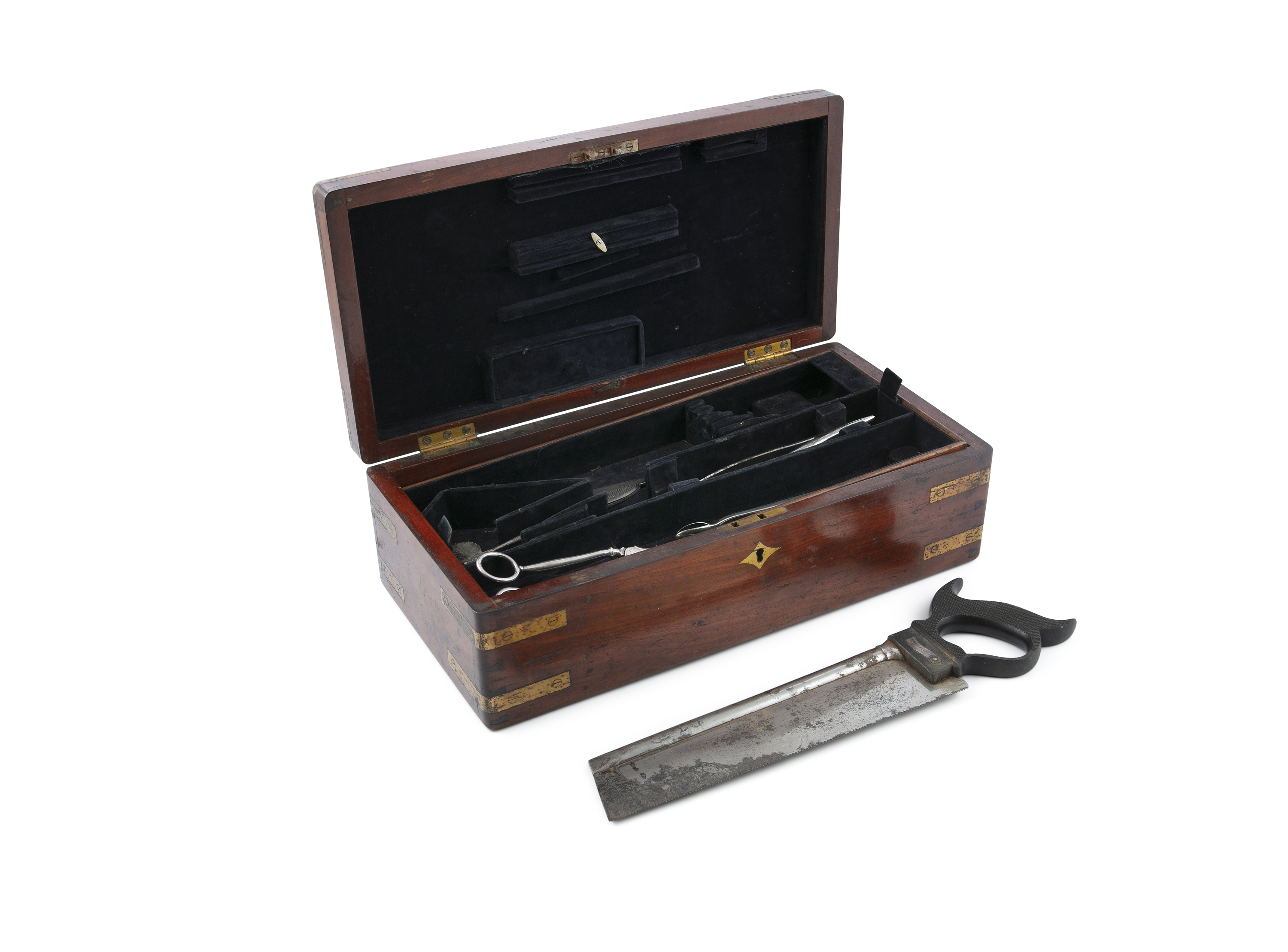 AN AMERICAN MAHOGANY AND BRASS BOUND SURGICAL BOX, 19th century, presented to Samuel Moore, M.D - Image 3 of 3