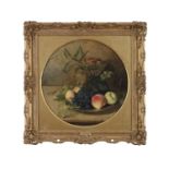 JOHN DUVALL (BRITISH 1816 - 1892) Still life with grapes and peaches Oil on board, tondo, 43cm