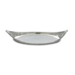 AN IRISH GEORGE III SILVER NAVETTE SHAPED TRAY, Dublin c.1785, maker's mark of Dennis Fray, the