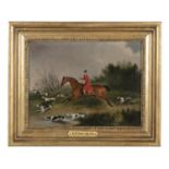 R B DAVIS (1782-1854) Hunting scenes A pair, oil on panel, 17.5 x 22.5 cm