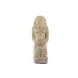 AN ANCIENT EGYPTIAN WHITE MARBLE GROUP, depicting Isis with Horus, modelled in kneeling position,