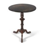 A 19TH CENTURY ROSEWOOD AND PAPIER MACHE CIRCULAR OCCASIONAL TABLE, in the manner of Fred Newman,