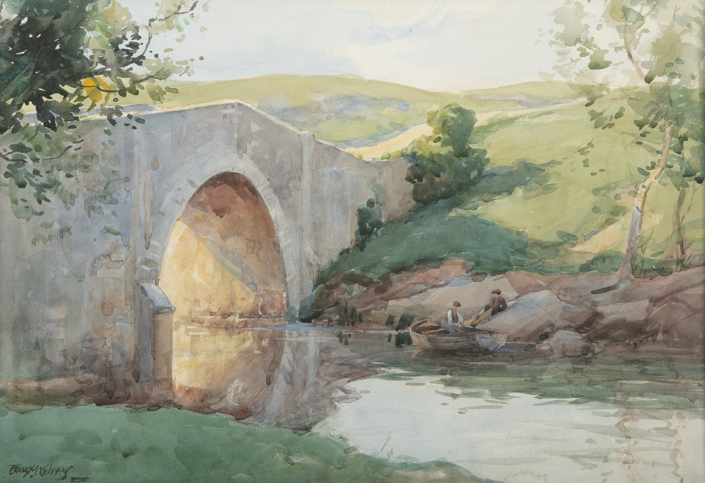 Frank McKelvey RHA RUA (1895-1974) A Bridge in Donegal Watercolour, 36 x 52.5cm (14¼ x 20¾'') Signed