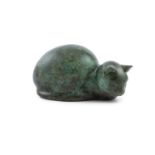 Vadim Tuzov (b.1964) Crouching Cat Bronze, 32 x 20 x 17cm high (12½ x 7¾ x 6¾'') Numbered 2/3