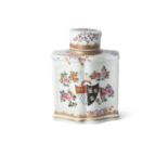 A Samson of Paris Chinese style porcelain tea caddy, of shaped oval form, the white ground decorated