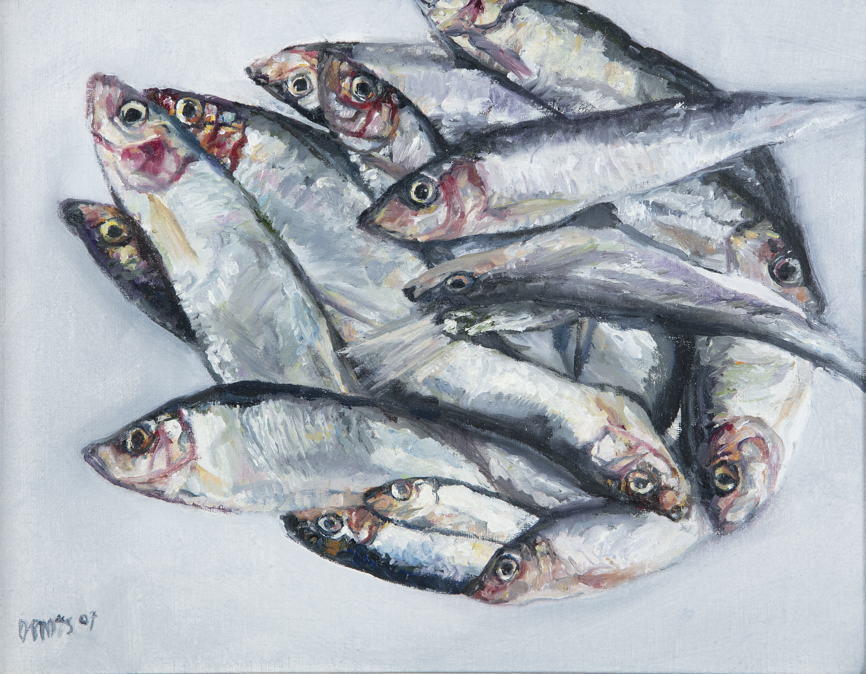 Dale Pring MacSweeney (b.1949) Little Fishes Oil on canvas, 19.5 x 24.5cm (7¾ x 9¾'') Signed and