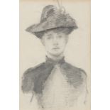 Walter Frederick Osborne RHA ROI (1859-1903) Portrait of a Lady Wearing a Bonnet Pencil, 12 x 8cm (