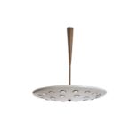 LUMEN A pendant light by Lumen, Milano, brass and glass, with adjustable stem, Italy c.1950. 60 x 60