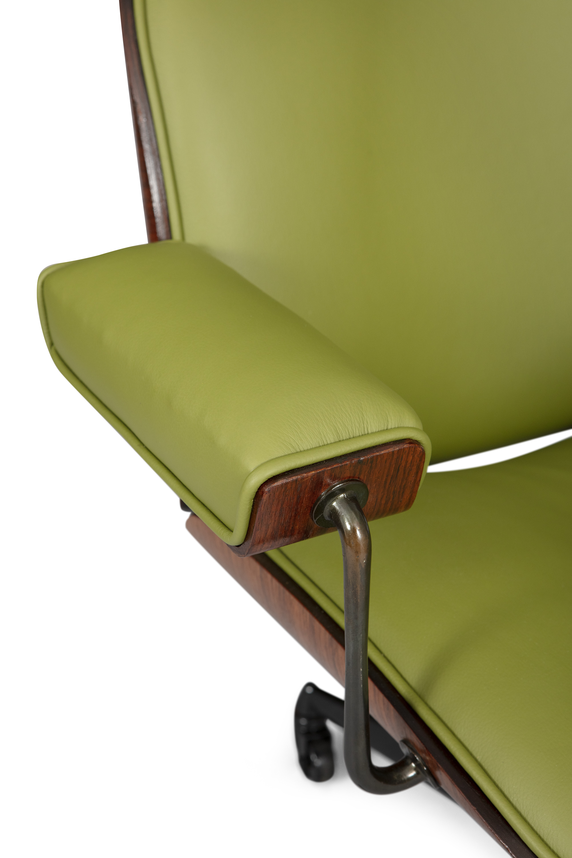 ICO PARISI A rosewood office chair with green leather upholstery by Ico Parisi for MIM, Roma. c. - Image 4 of 6