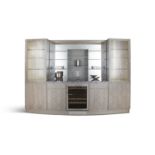 ZELOUF & BELL Four Seasons Cocktail Cabinet. A luxurious custom freestanding bow-fronted cocktail